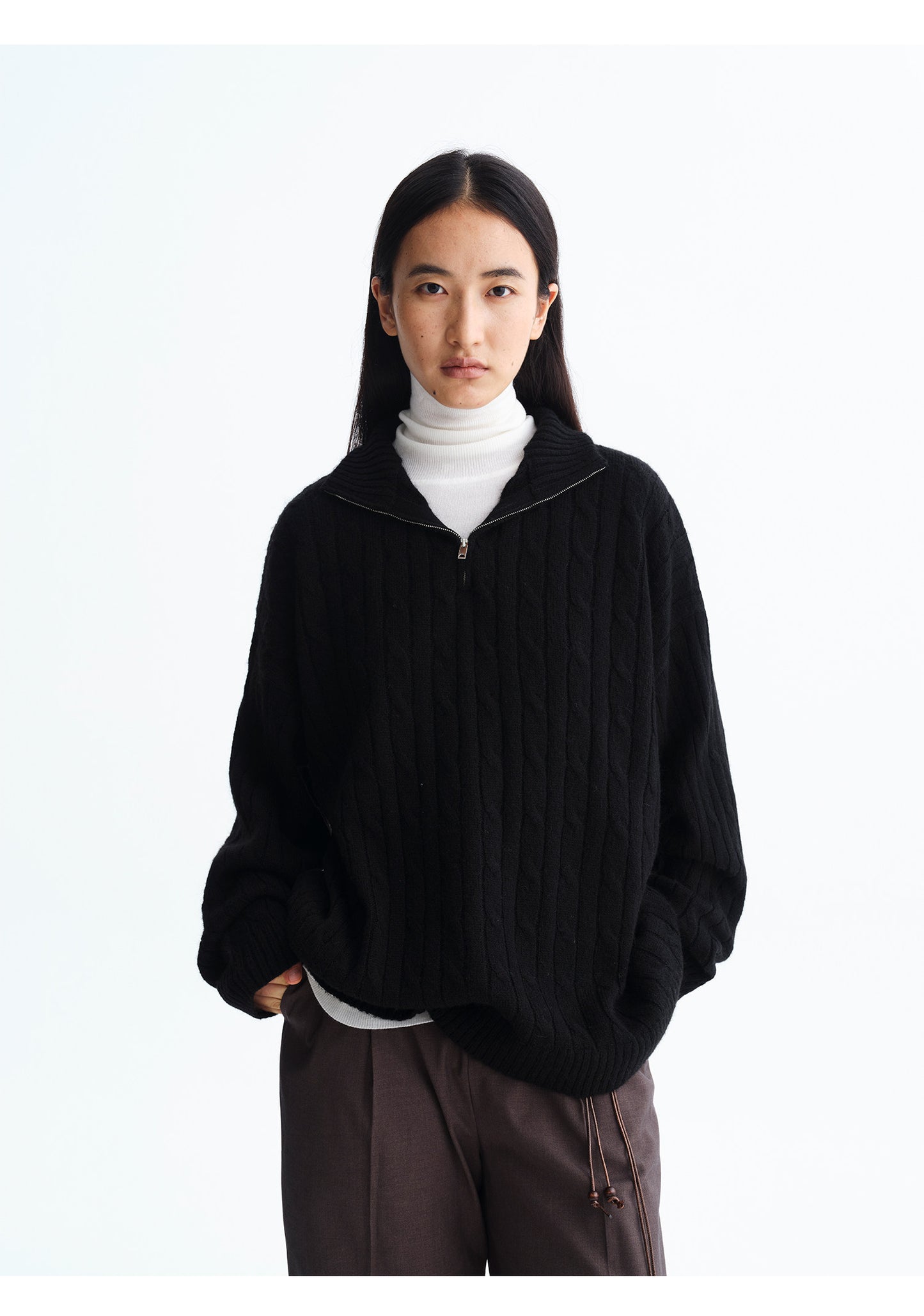 Loose-Fit Half-Zip Sweater