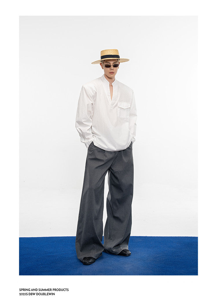 Semi-open V-neck padded shirt