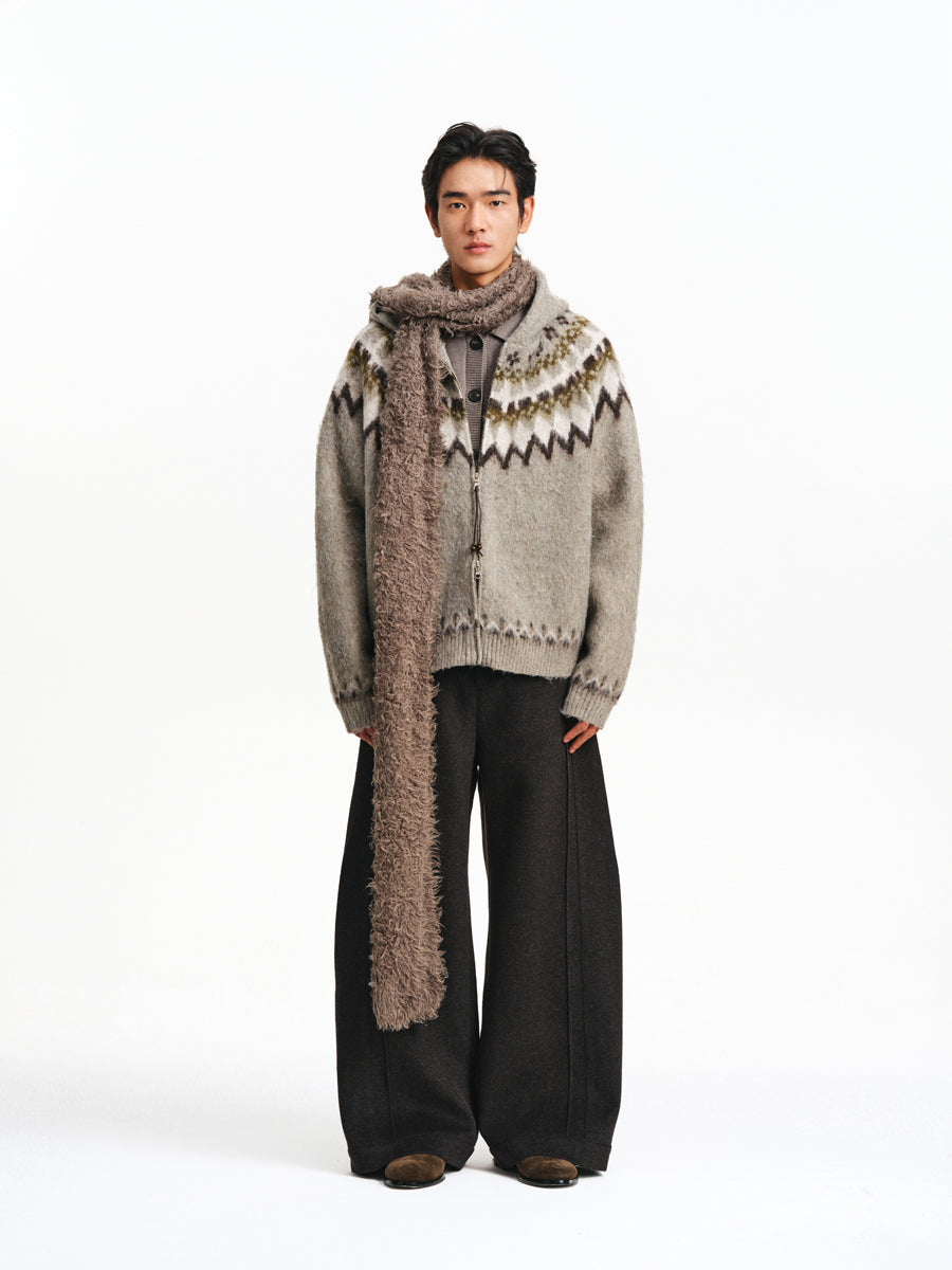 Fair Isle Hooded Jacquard Cardigan