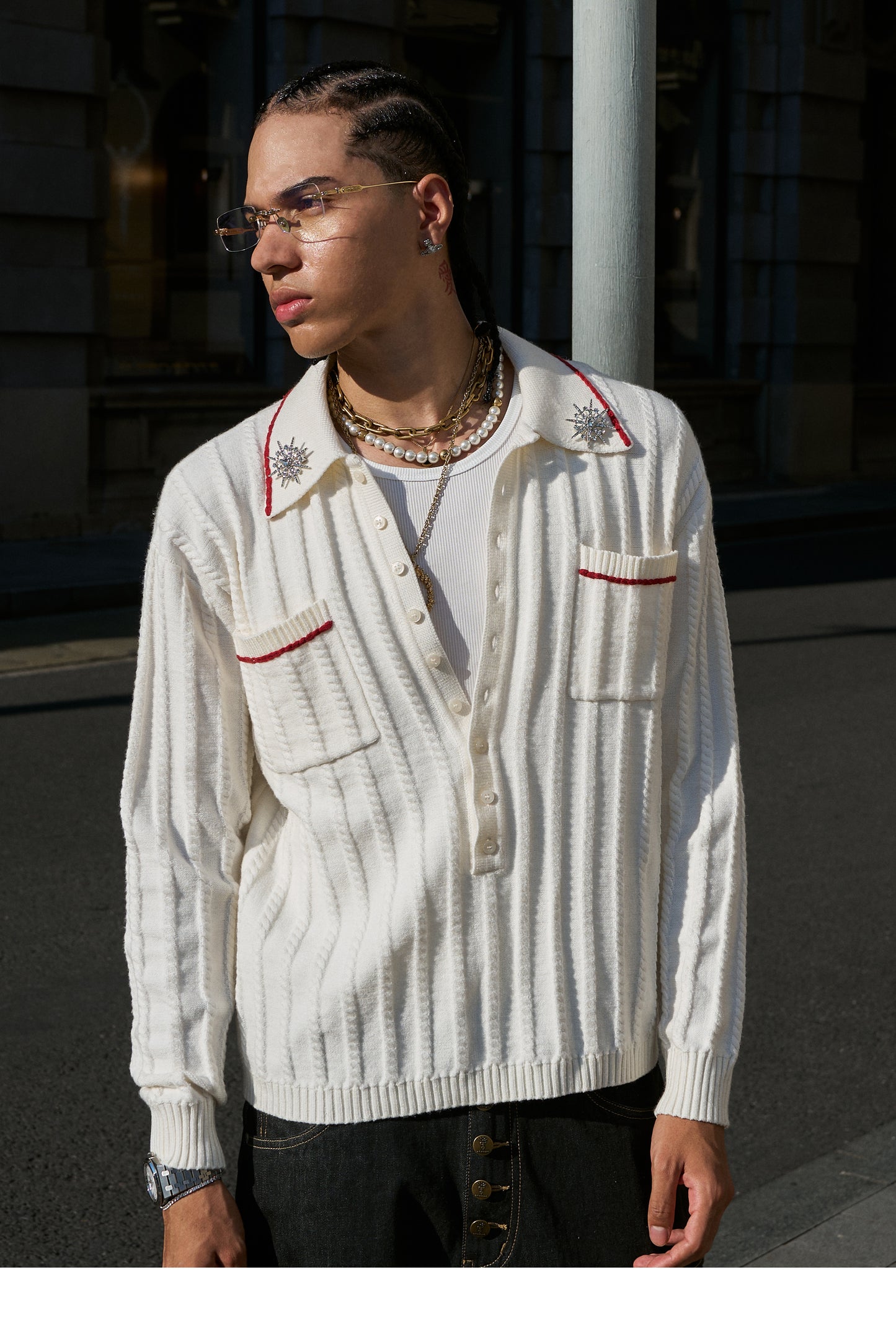 Hand-stitched Lapel Knit