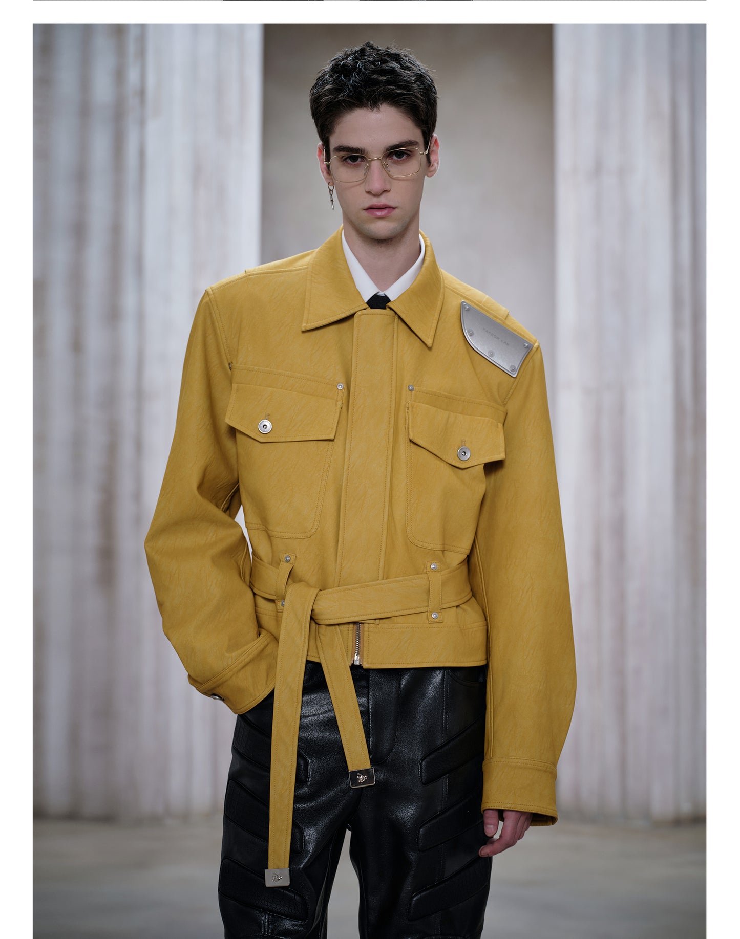 Original Metal Shoulder Leather Jacket