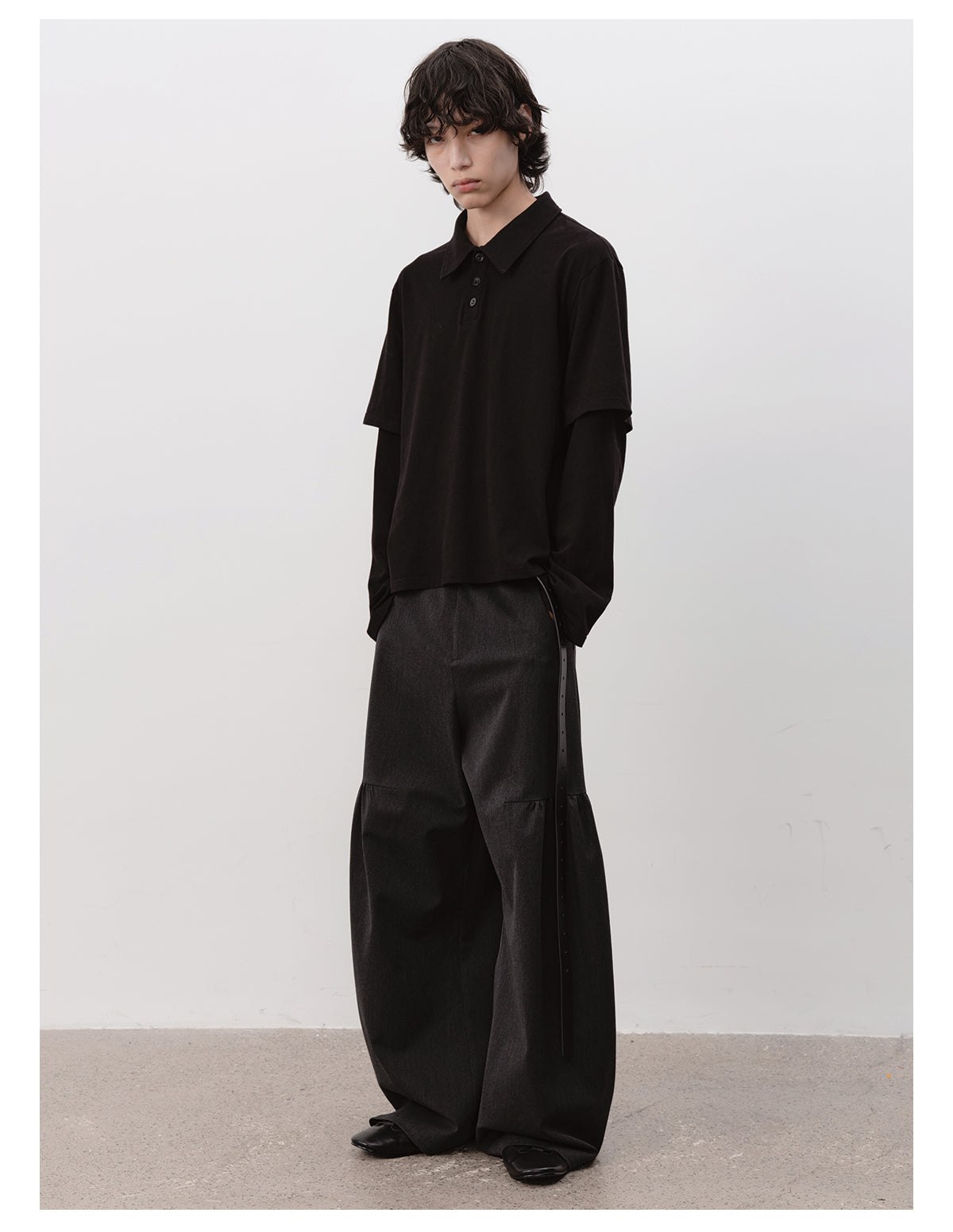 Fake Two-Piece Wide Polo Shirt