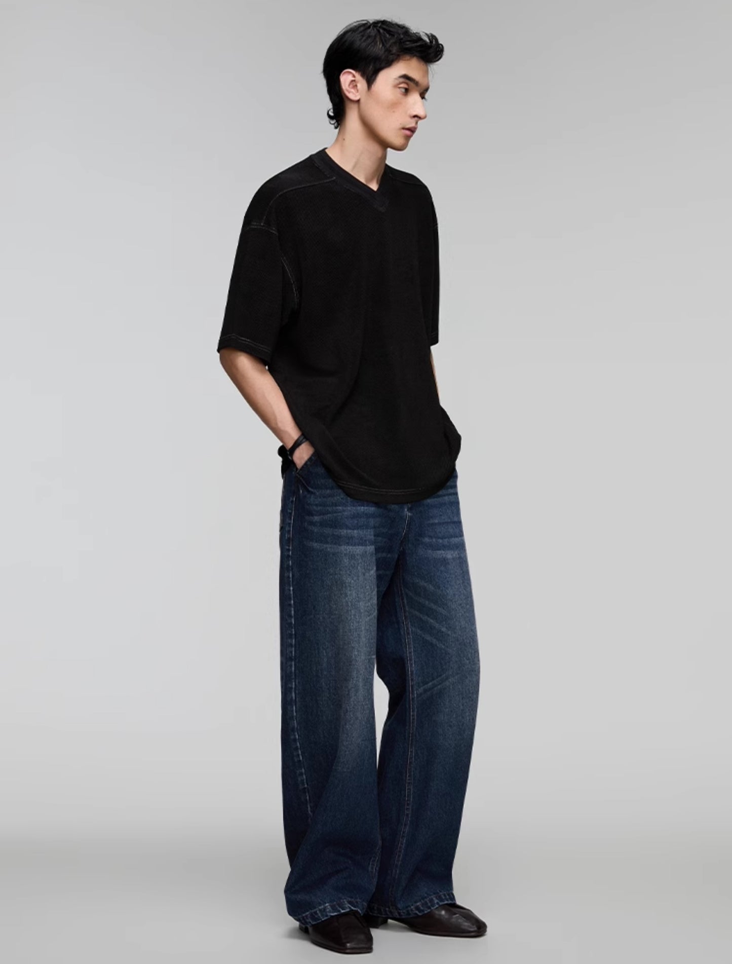 Washed Straight Denim Pants