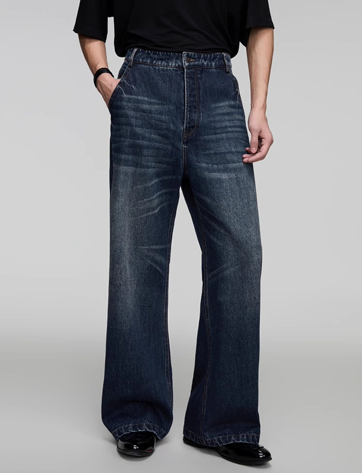 Washed Straight Denim Pants