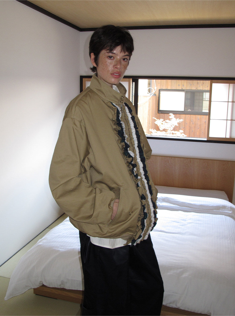 Ruffle Color Block Jacket