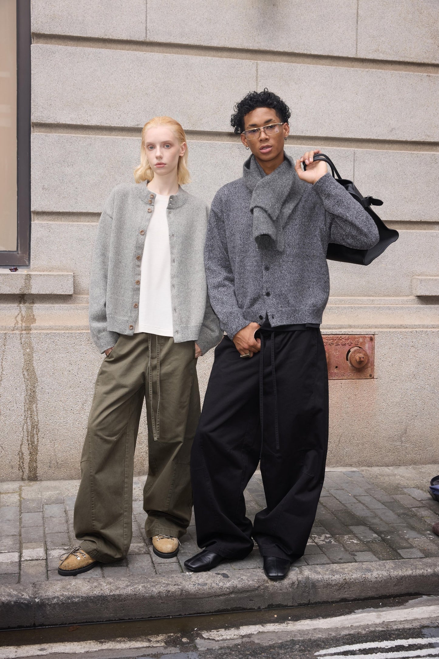 Street Style Curved-Leg Casual Pants