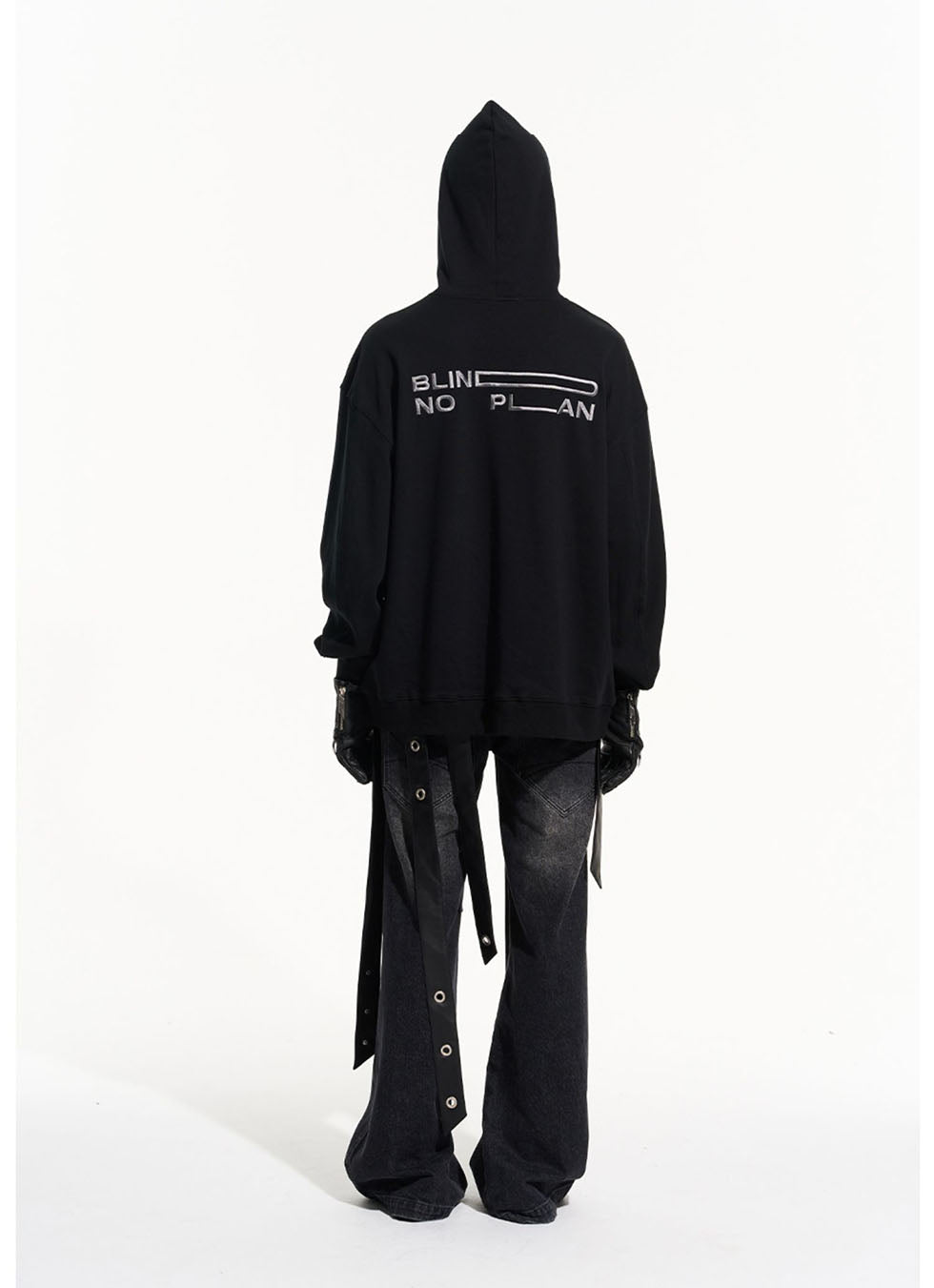 Heavy Texture Wash Letter Embroidered Hooded Sweatshirt 