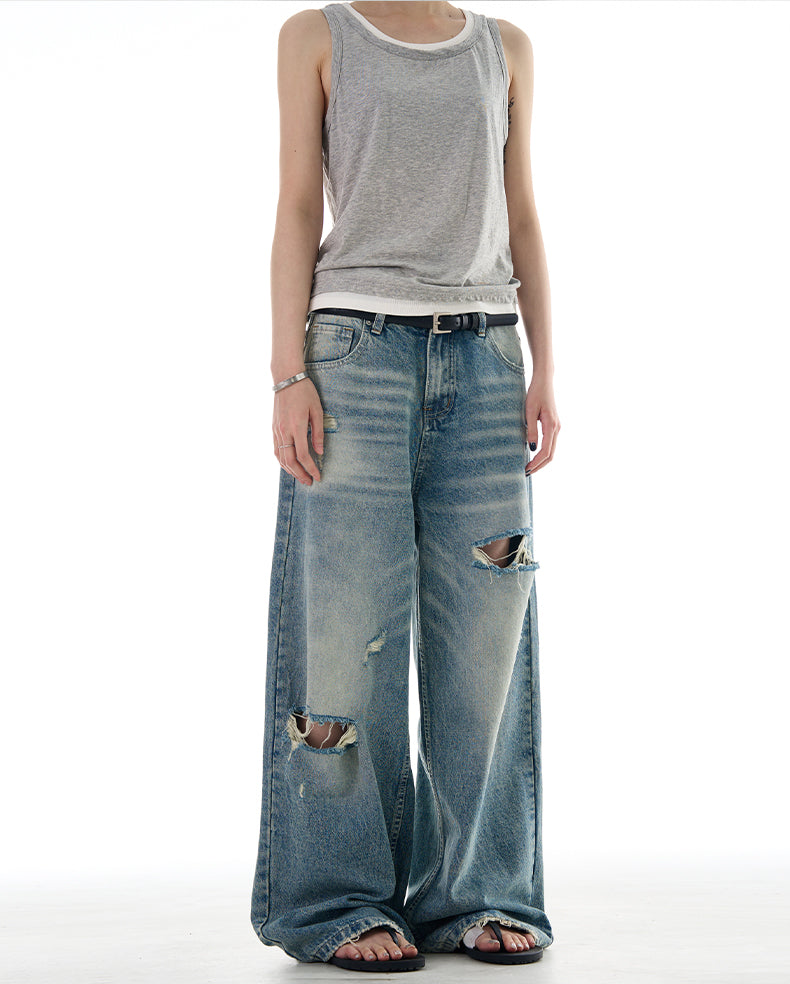 Old Washed Torn Jeans