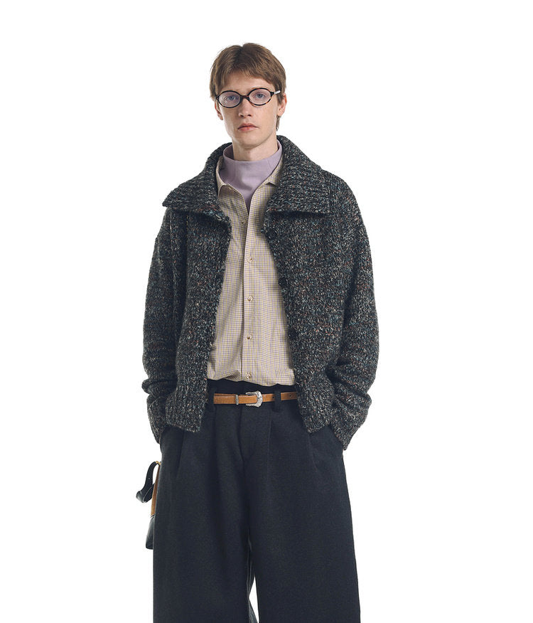 Vintage Style High-Neck Cardigan