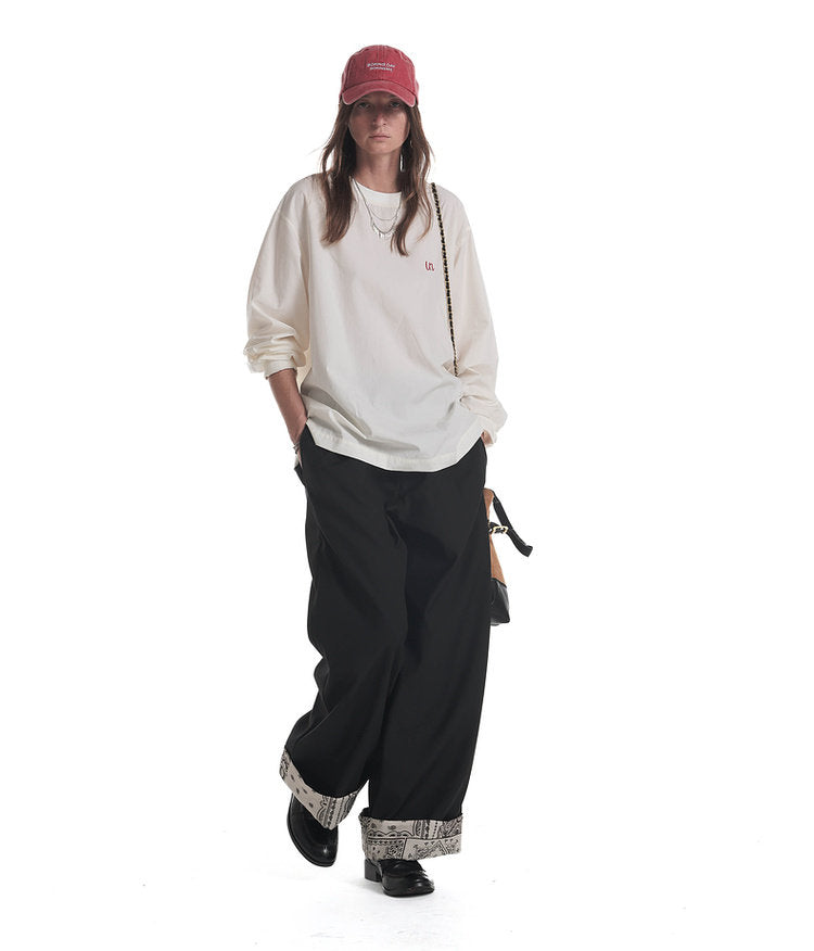 Paisley Flower Hem Casual Pants