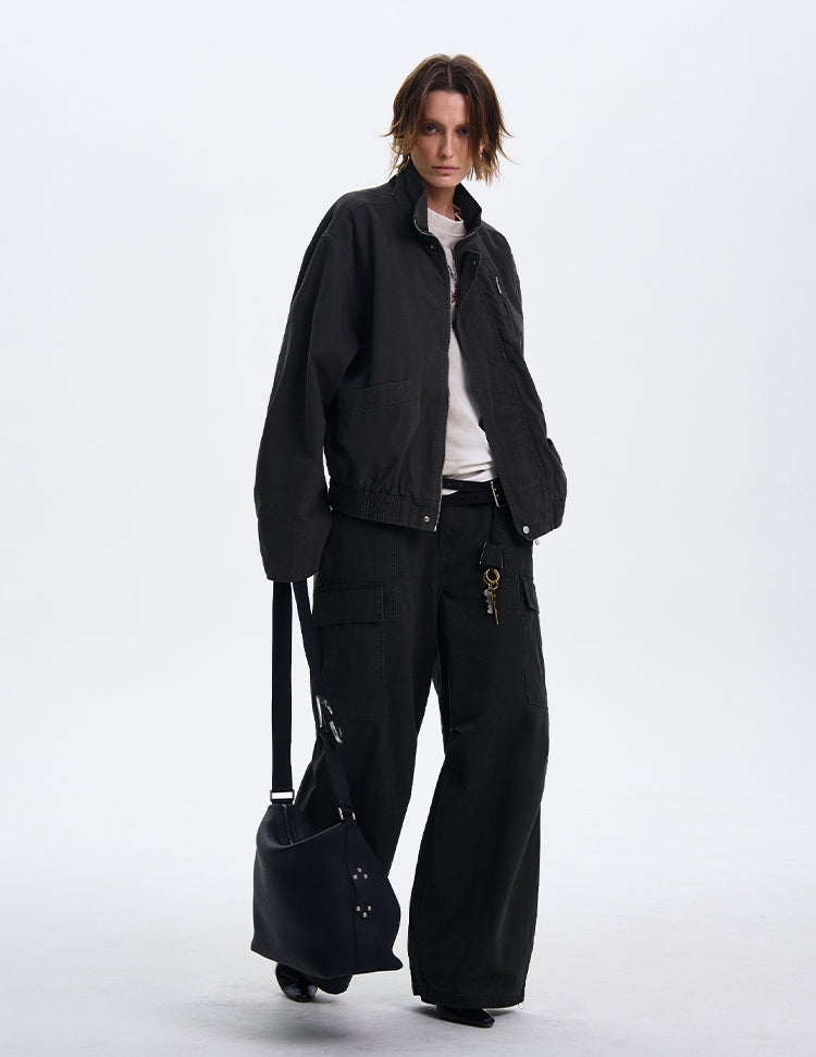 Simple Silhouette Harrington Jacket