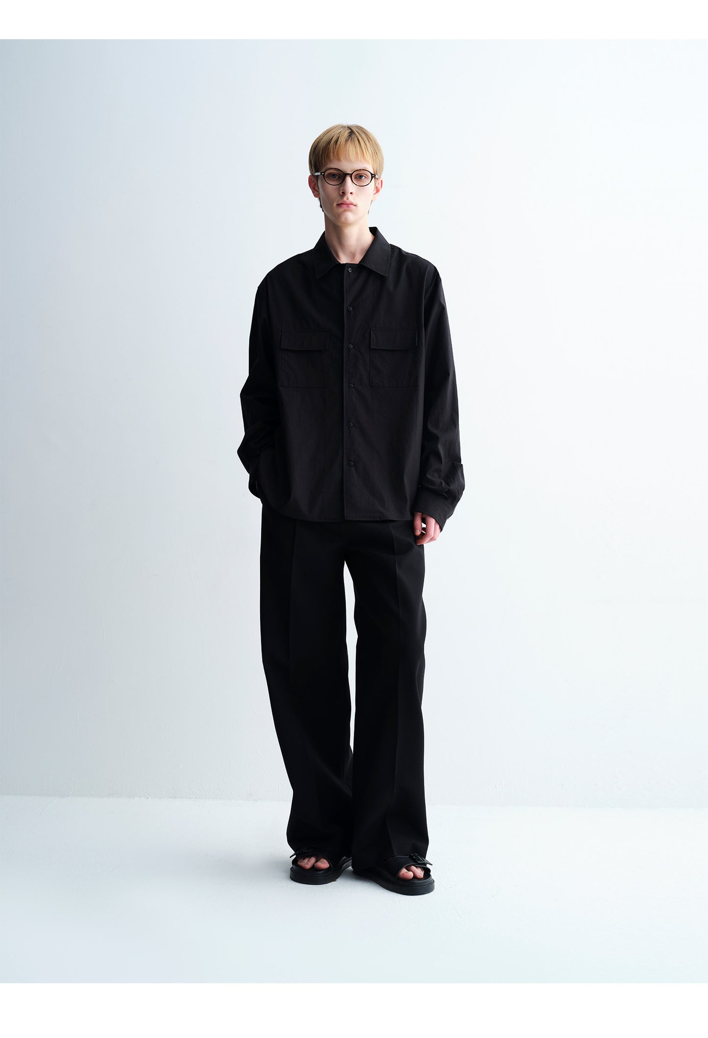 Double-Line Pleated Casual Pants
