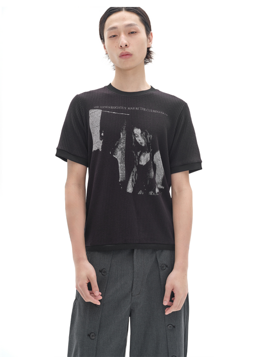 Rock Print Ribbed T-Shirt