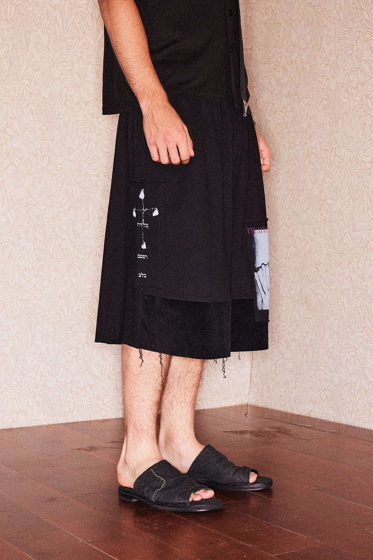 Corduroy patch cotton shorts