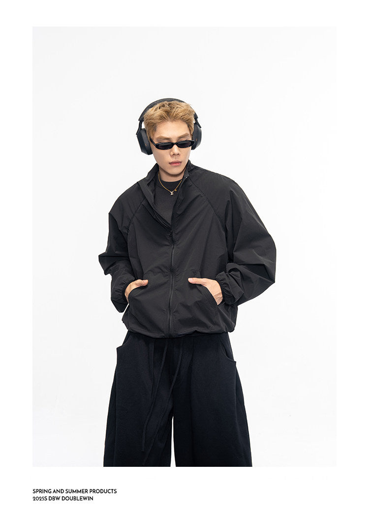 Lightweight Stand-Collar UV-Protective Short Jacket