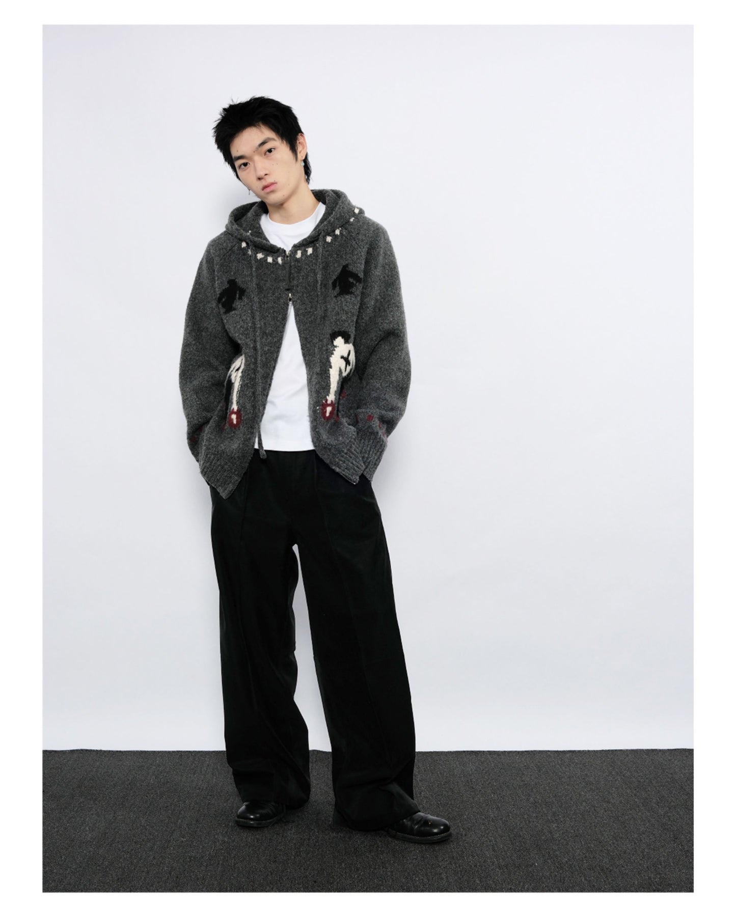 Double-Zipper Hooded Cardigan