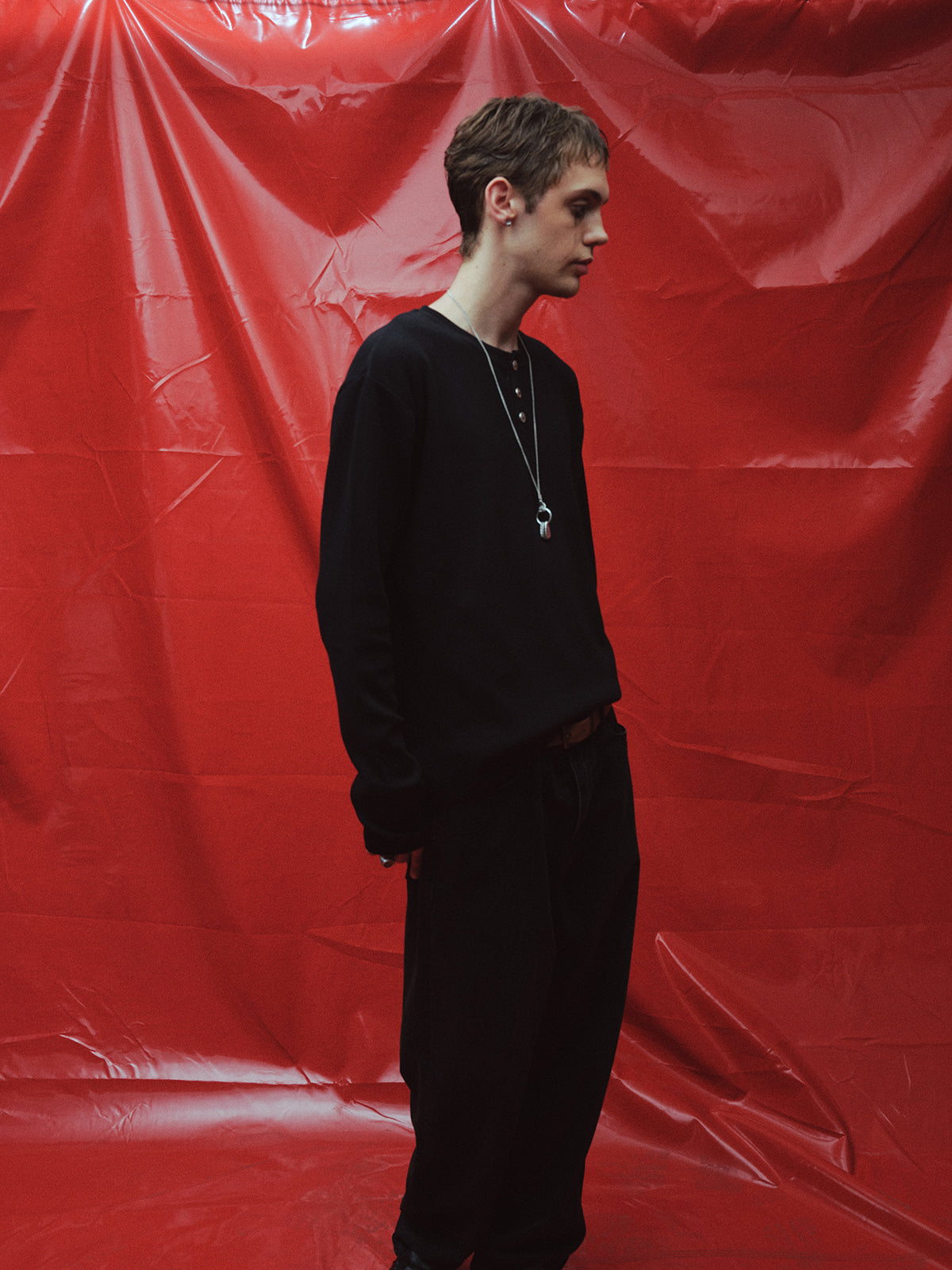 Waffle Henley Collar T-Shirt