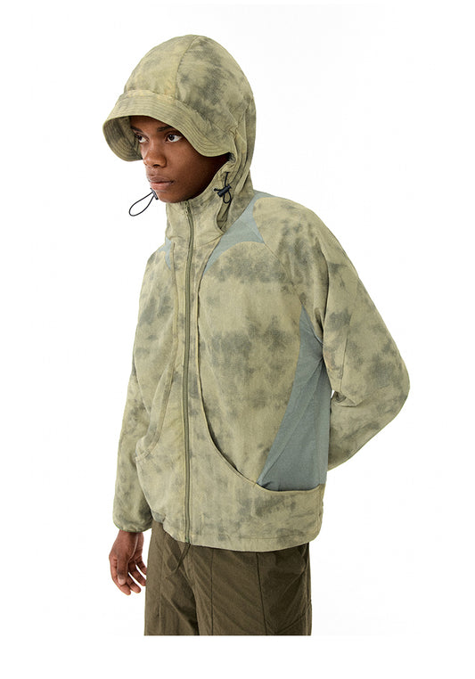 Tie-dye sun protection hooded jacket