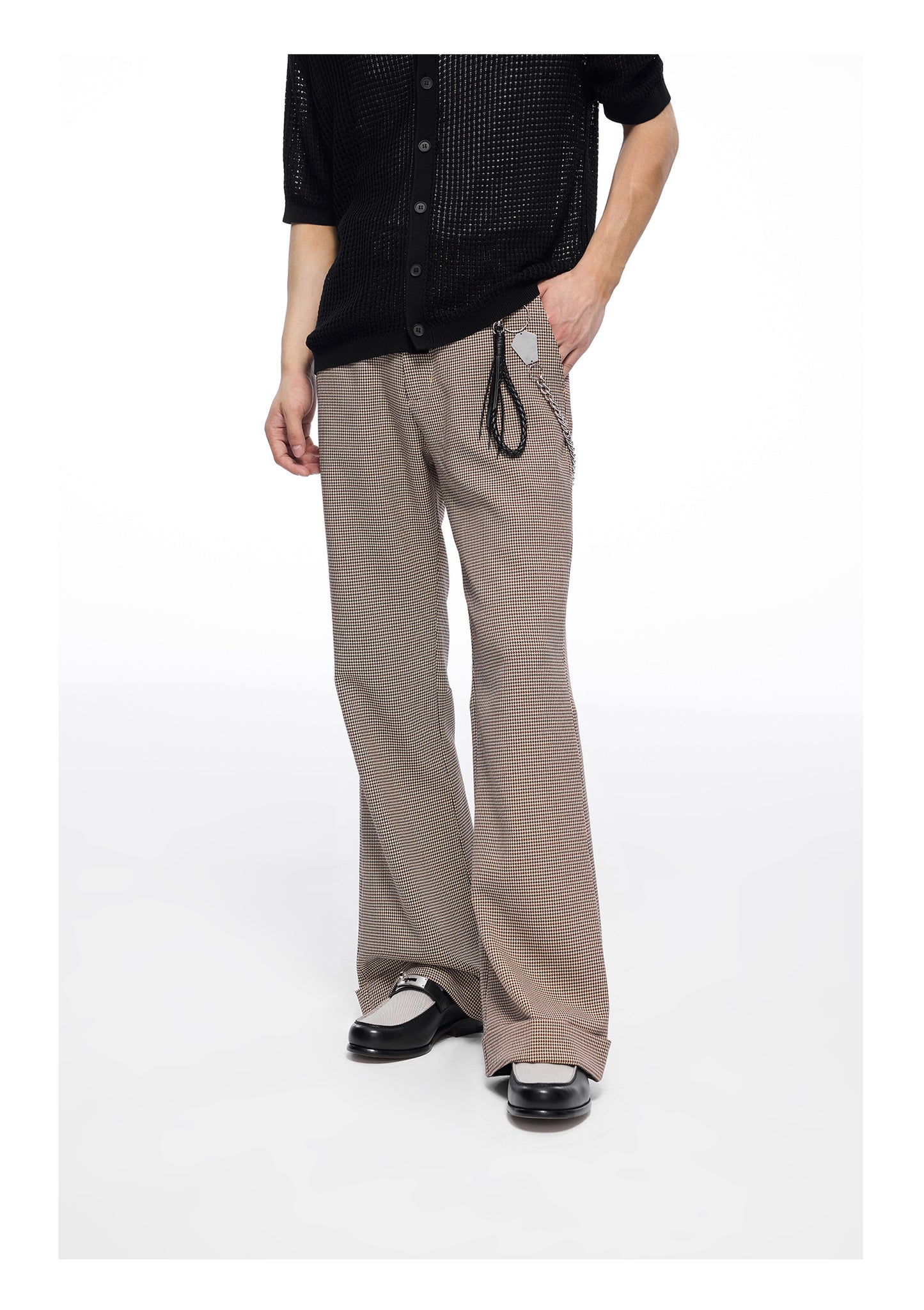 Chidori plaid straight casual pants