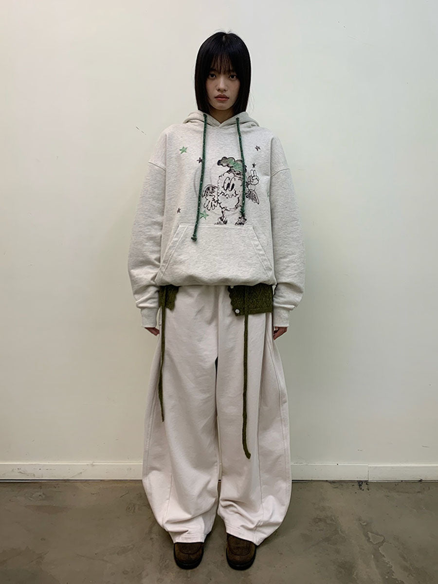 Scimitar cut knit casual pants