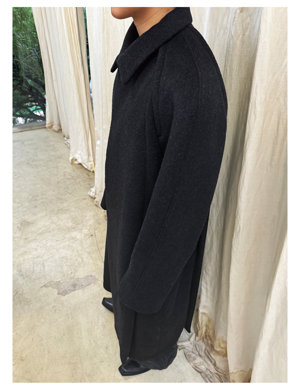 Raglan Sleeve Wool Long Coat