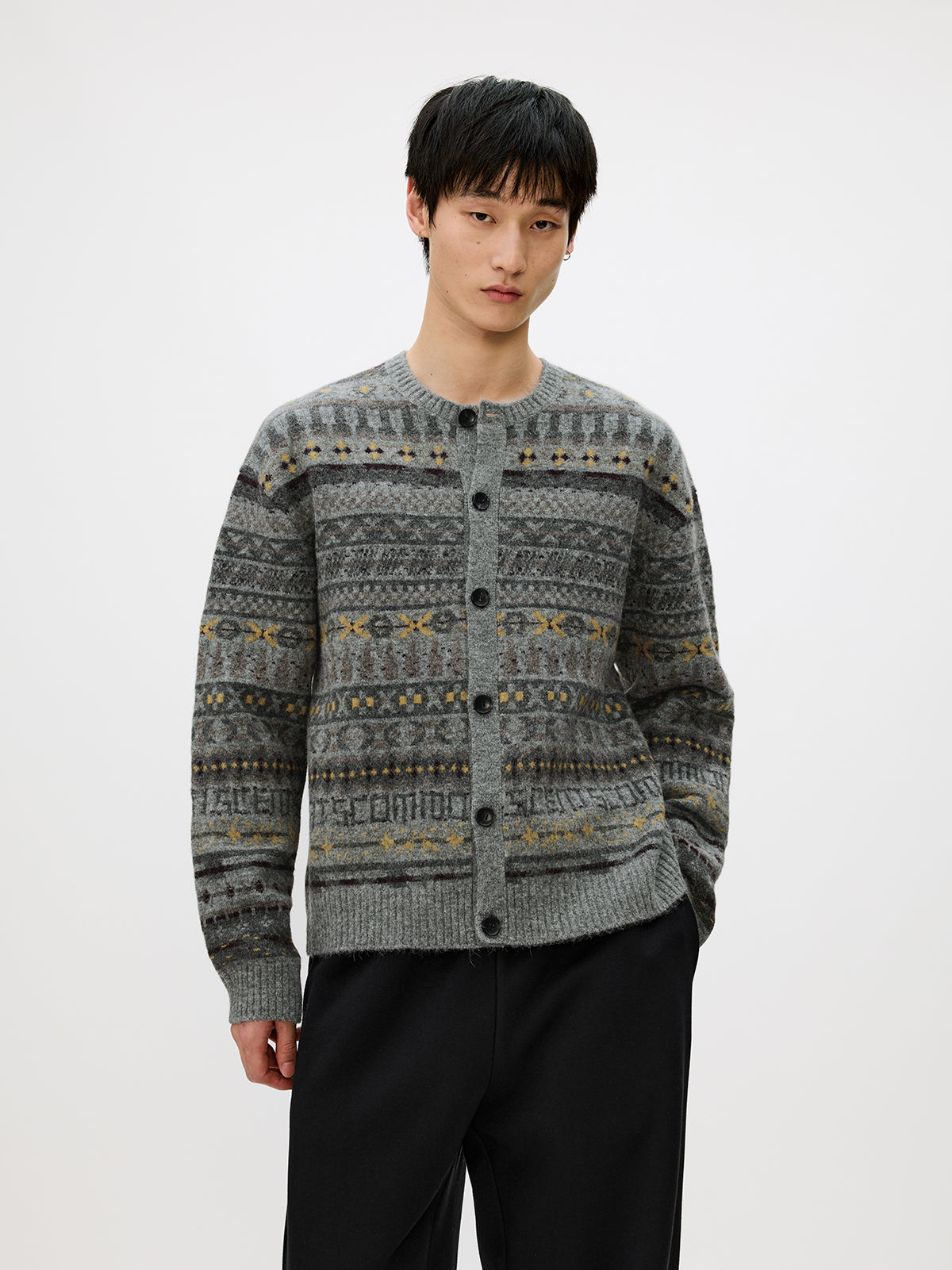 Crew Neck Button-Down Cardigan