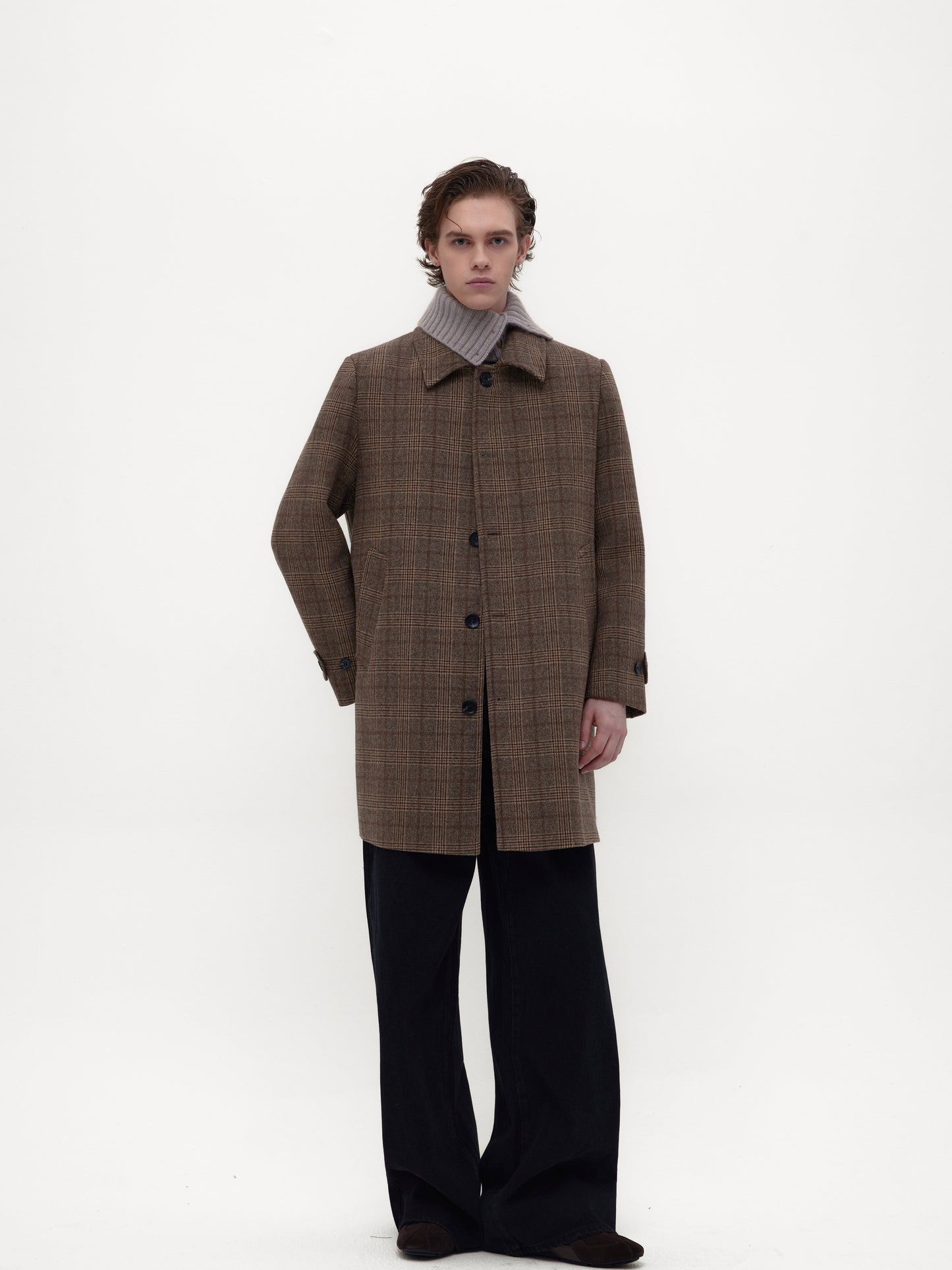 Checkered Mid-Length Coat