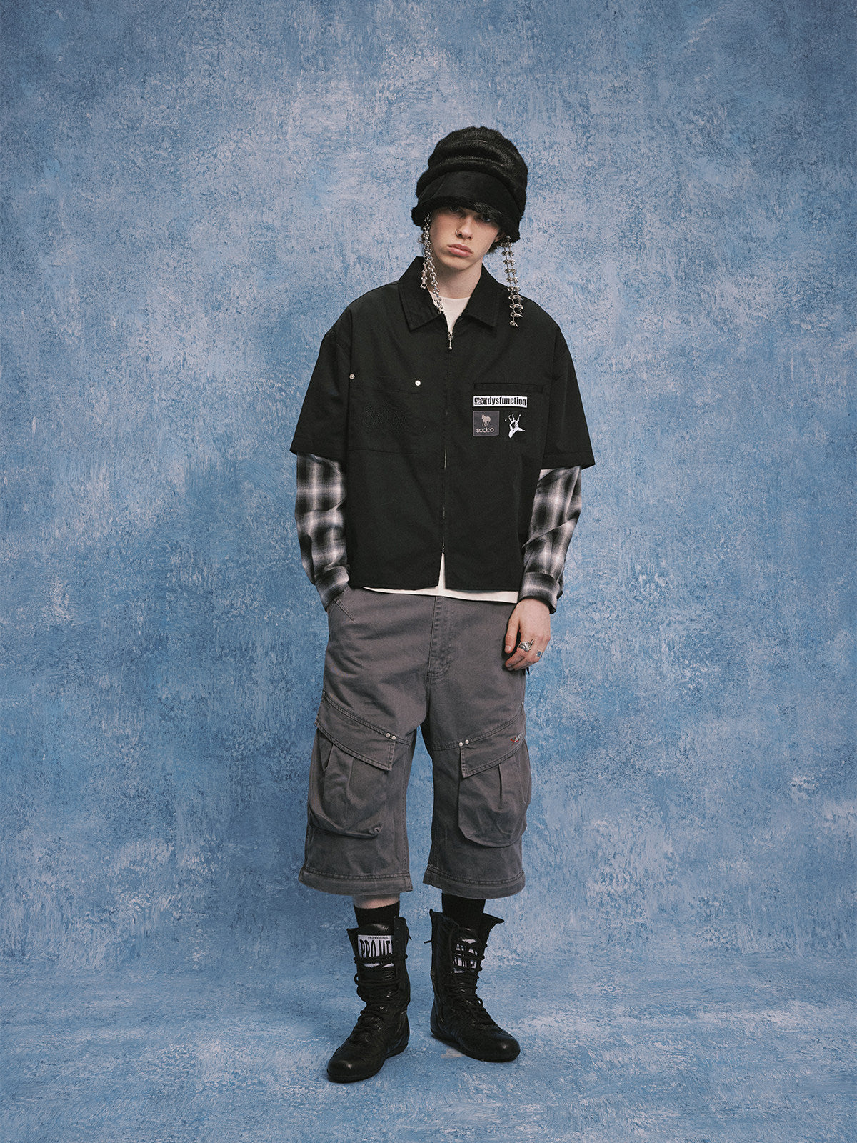 Patchwork Short-Sleeve Work Shirt