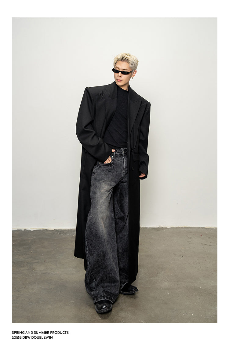 Faux Two-Piece Long Coat