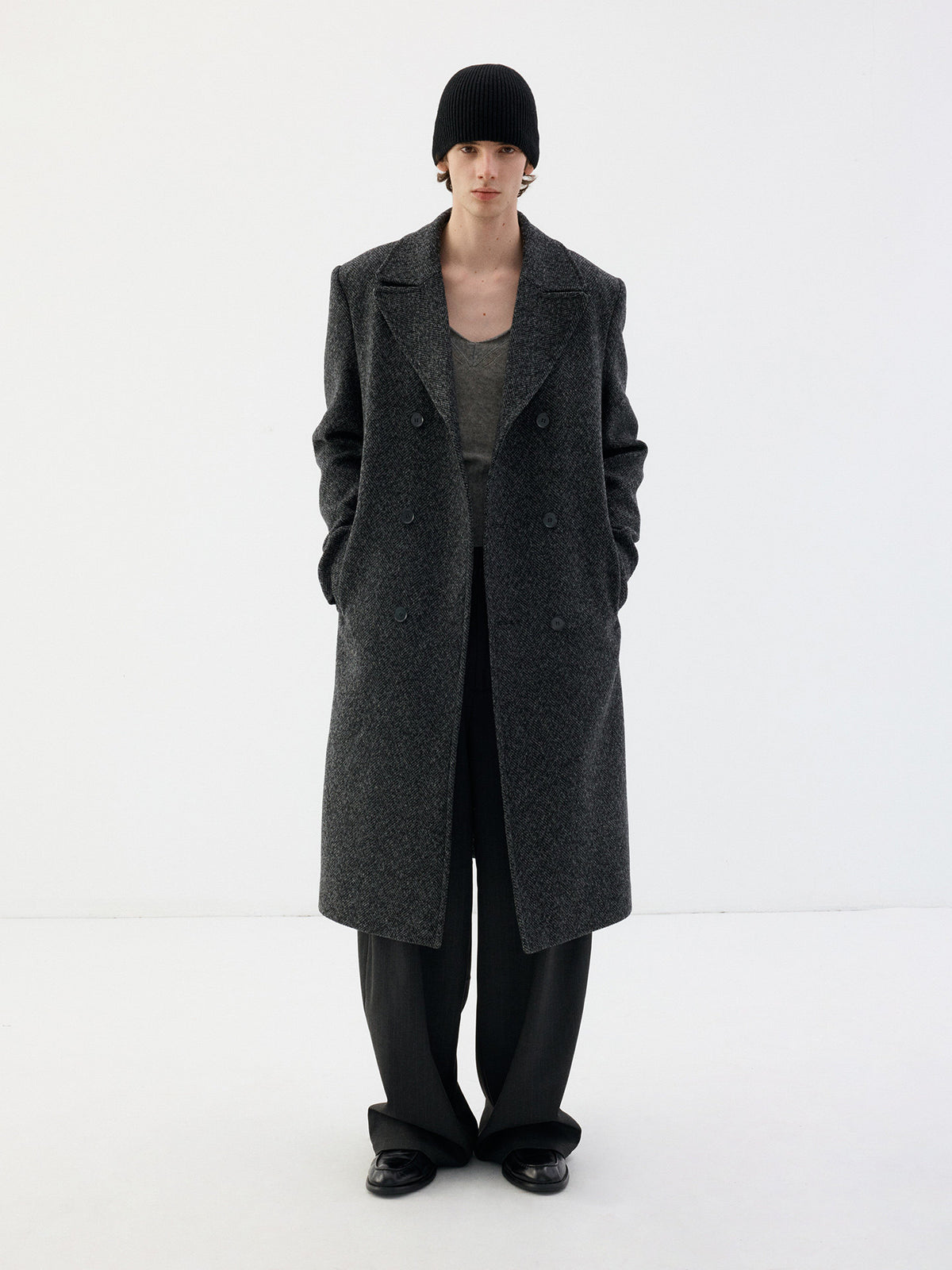 Vintage Herringbone Wool Coat