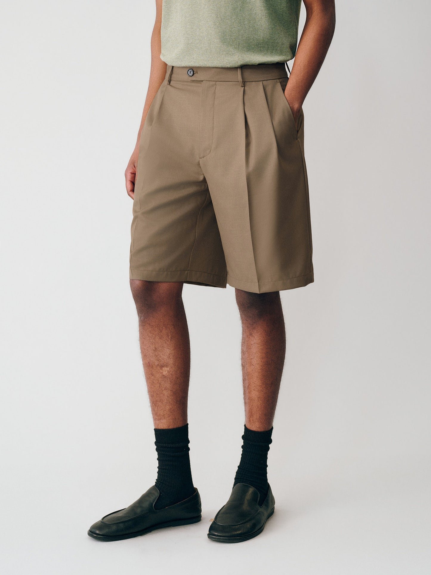 Double-Pleated Shorts