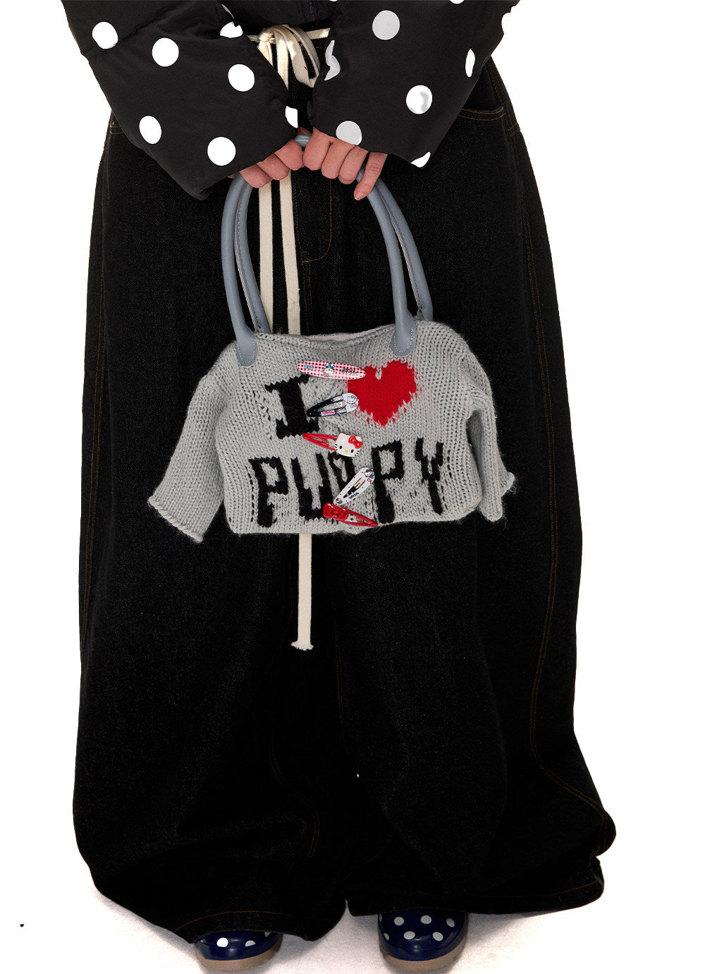 Letter Design Knit Bag