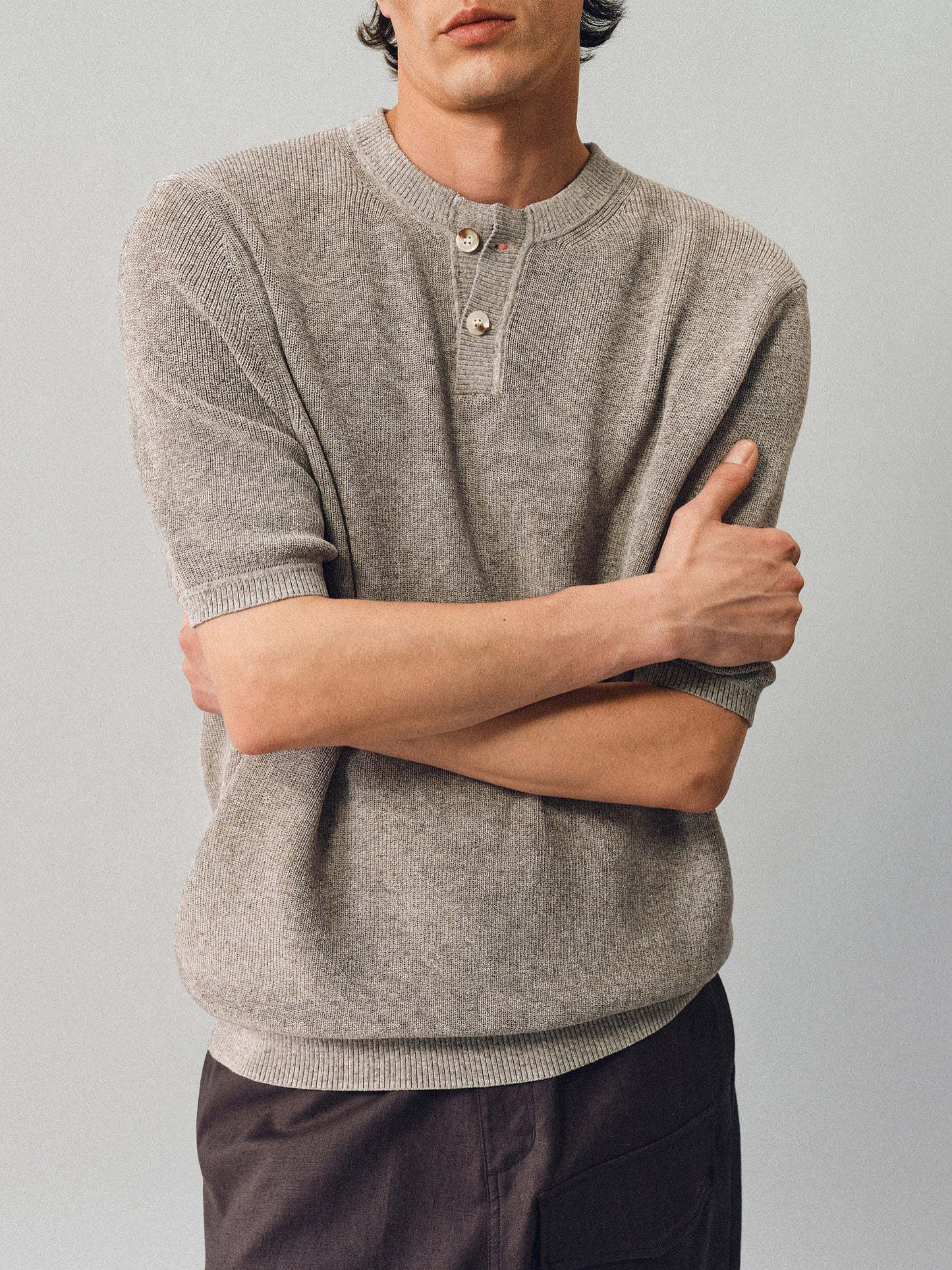 Henley Neck Linen Knit
