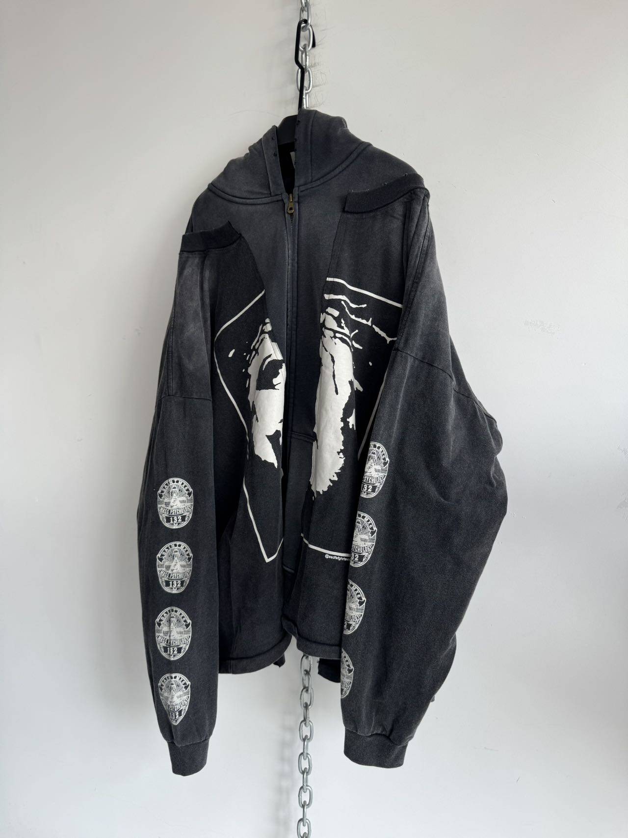 Distressed Zipper Hoodie
