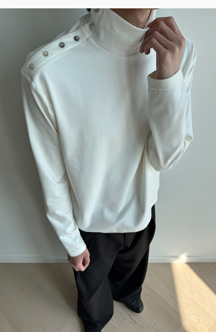 Shell Button High-Collar Shirt