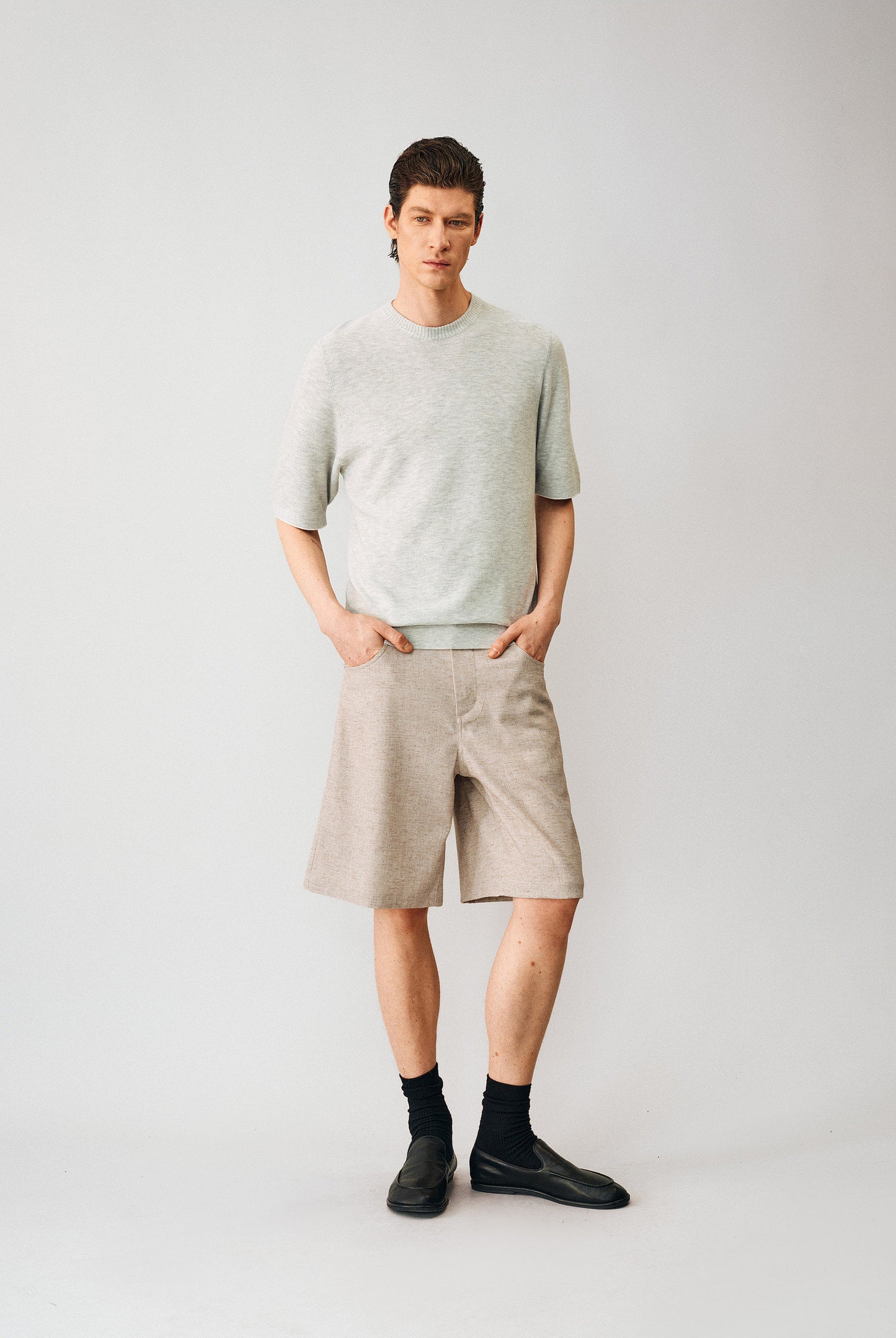 Linen-blend Casual Shorts