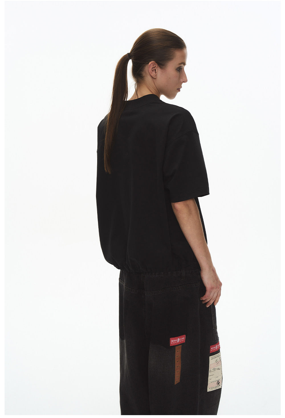 Drawstring V-neck T-shirt