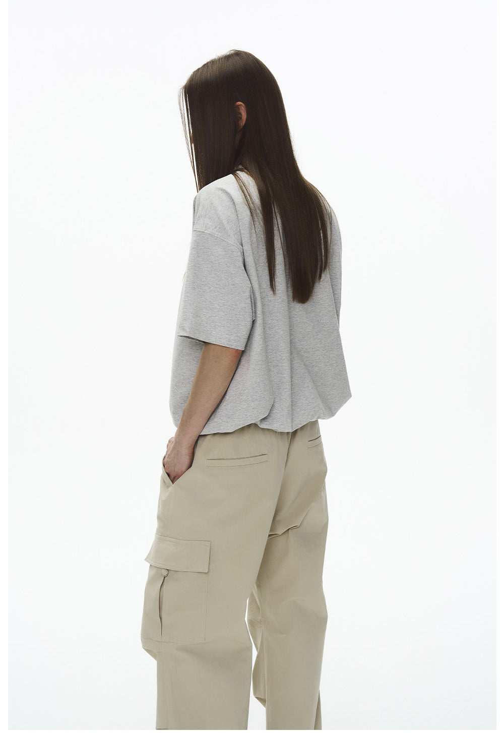 Drawstring V-neck T-shirt