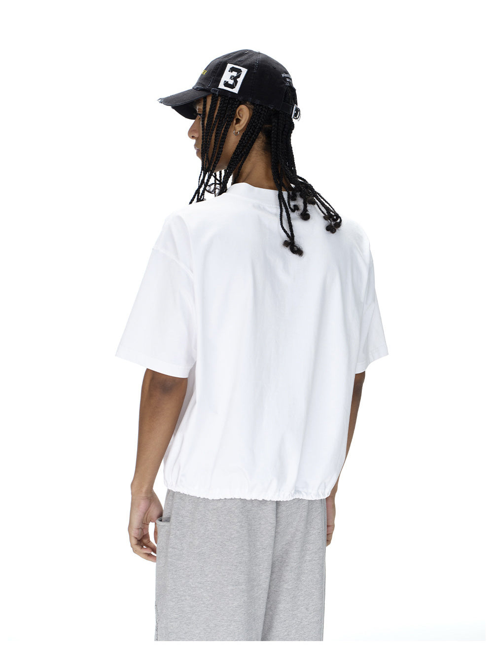 Drawstring V-neck T-shirt