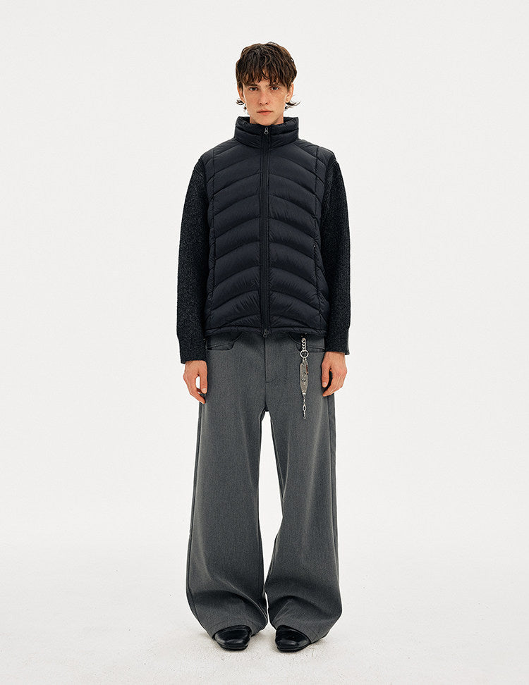 Simple Rib Collar Down Vest