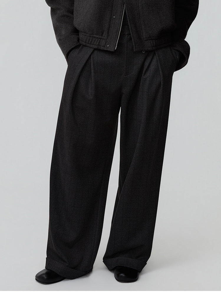 Double-Pleated Waist Casual Pants