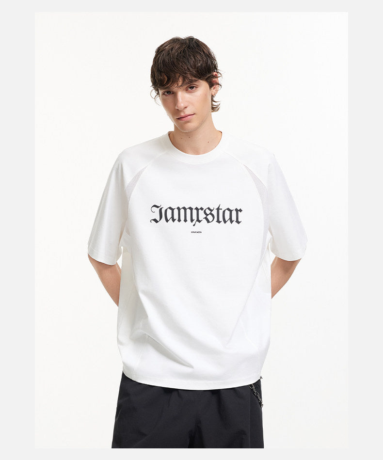 Sports-Style Mesh Patchwork T-Shirt