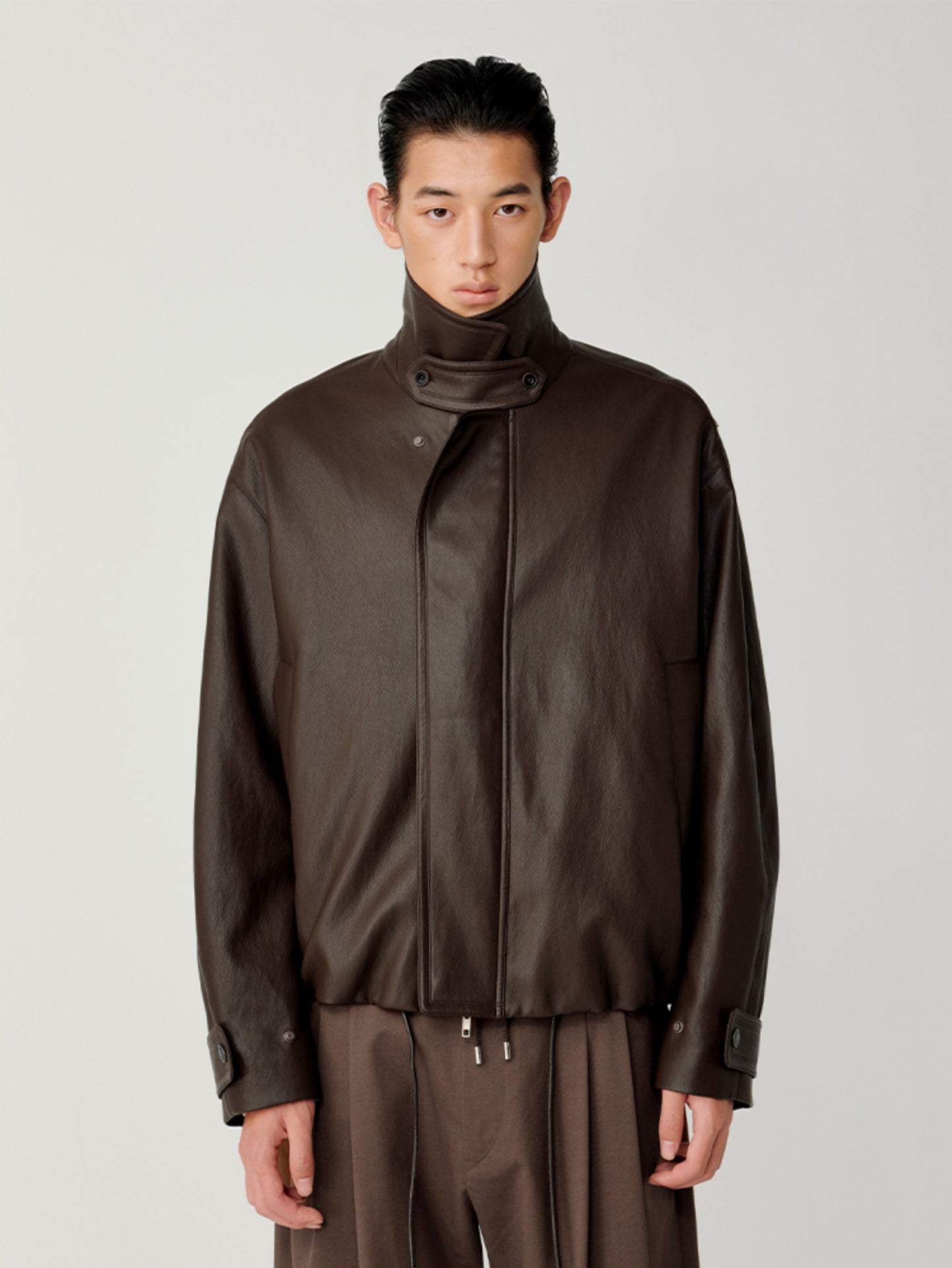 Accordion-Pleated Leather Jacket