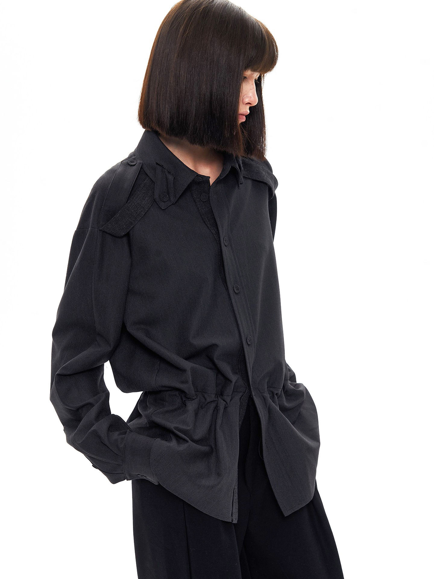 Waist-Shaping Wool Shirt