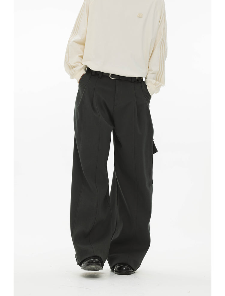 Draped Silhouette Wide Leg Pants