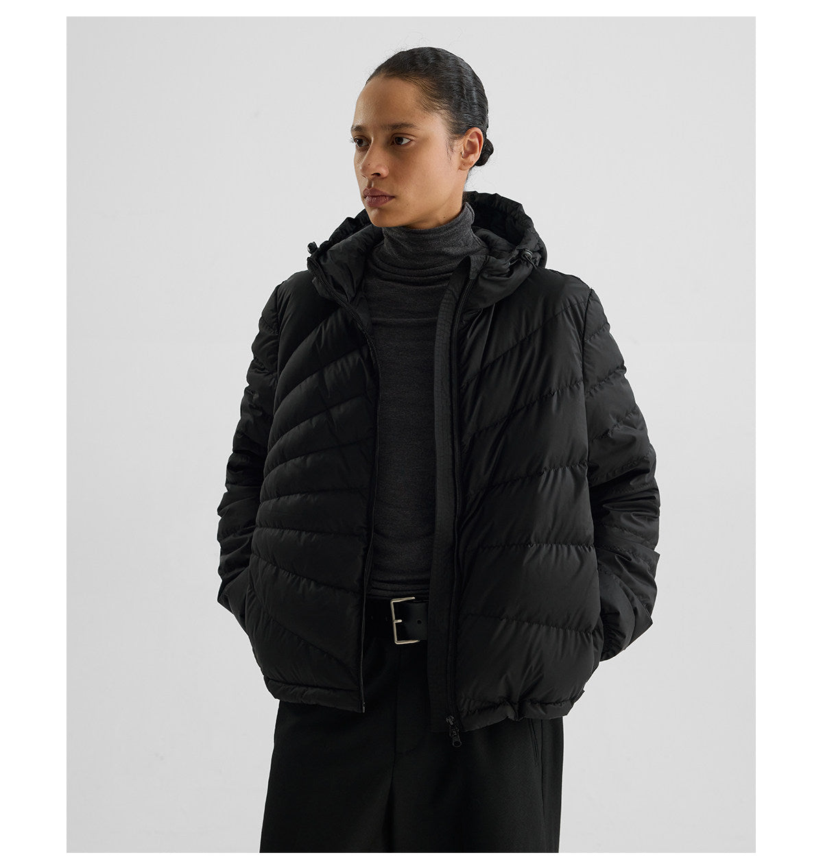 Embossed Straight-Line Quilted Down Jacket