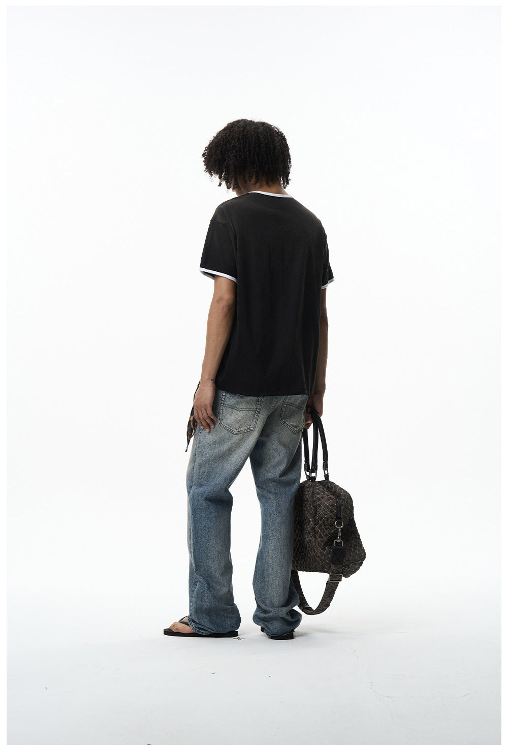 Washed Color-Block Embroidered T-Shirt