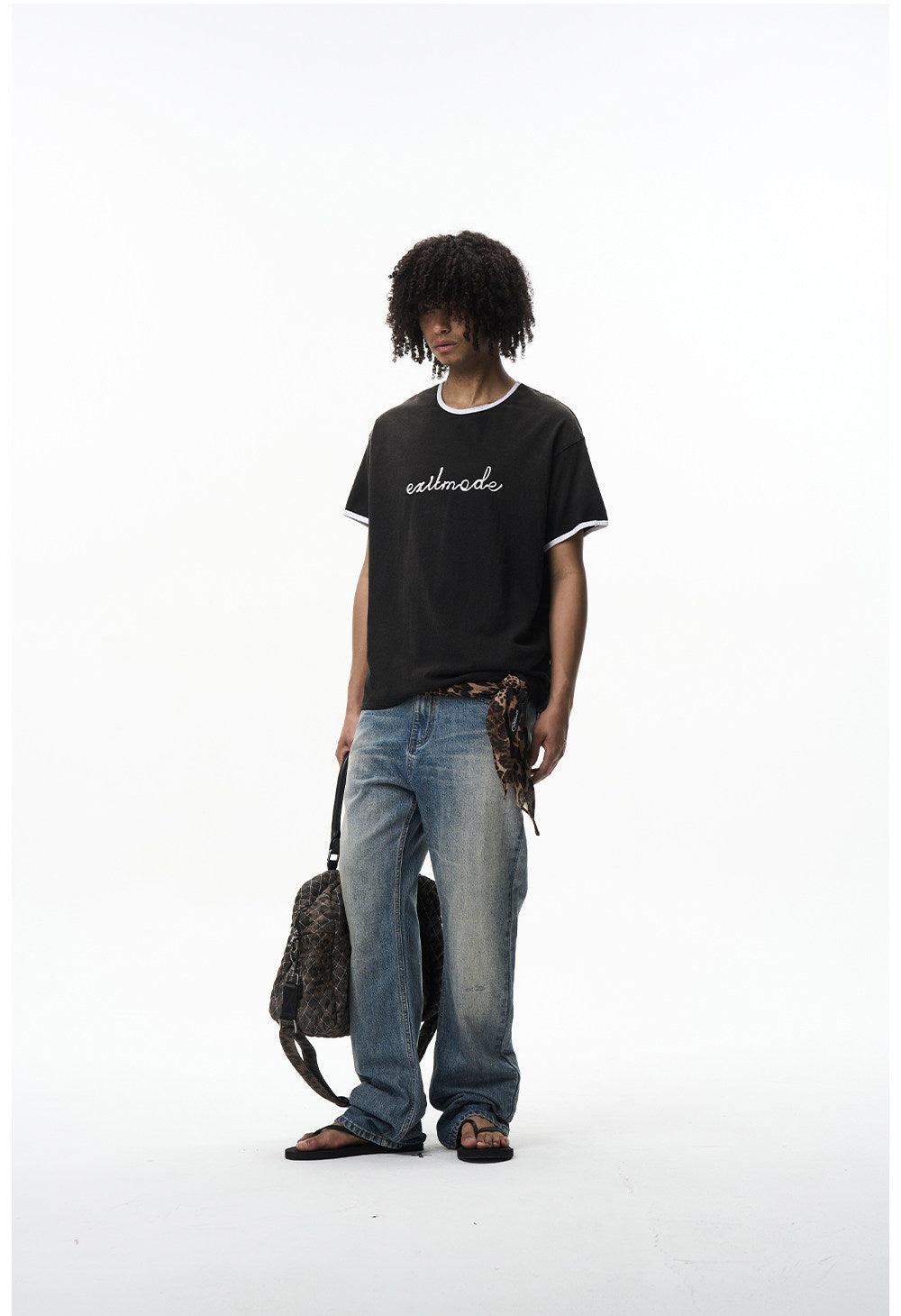 Washed Color-Block Embroidered T-Shirt