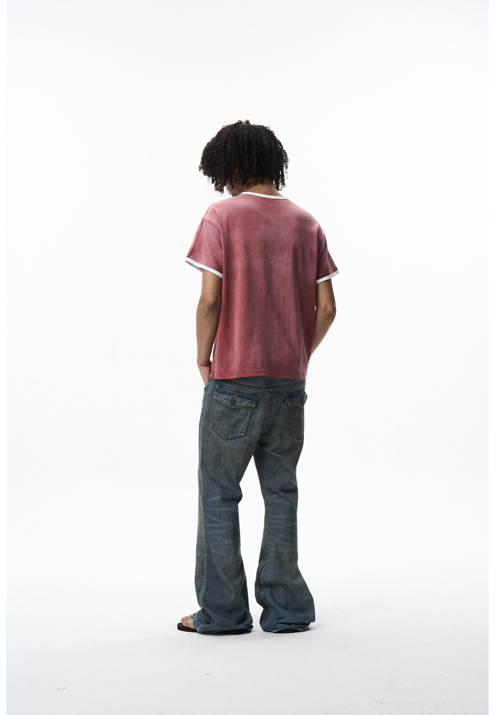 Washed Color-Block Embroidered T-Shirt