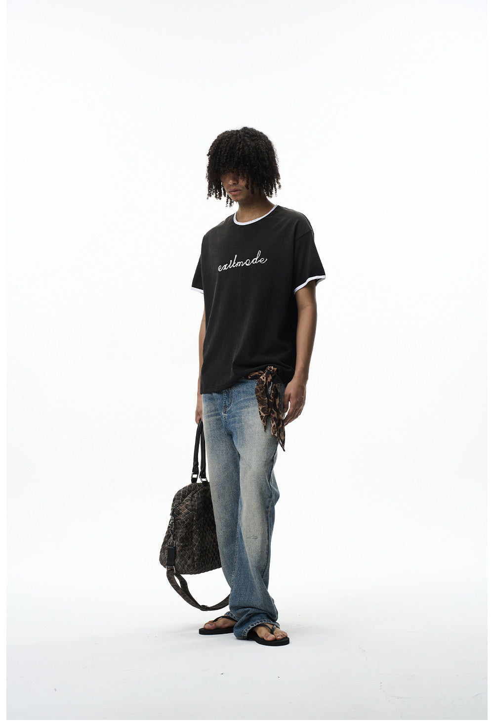 Washed Color-Block Embroidered T-Shirt